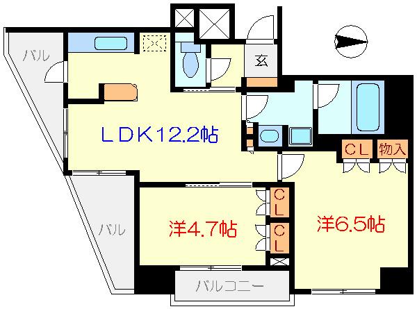 Dクラディア亀戸ブリエア(2LDK/2階)の間取り写真