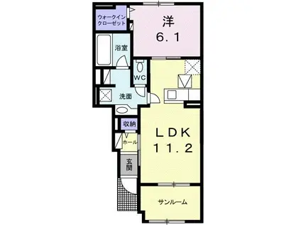 ブリッサA(1LDK/1階)の間取り写真