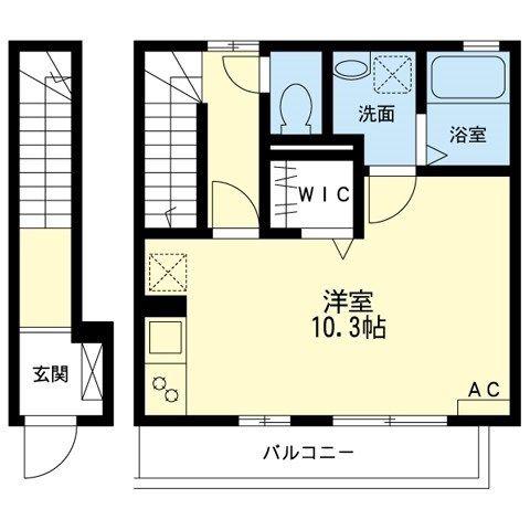 ROSEWINDばらの風(ワンルーム/2階)の間取り写真