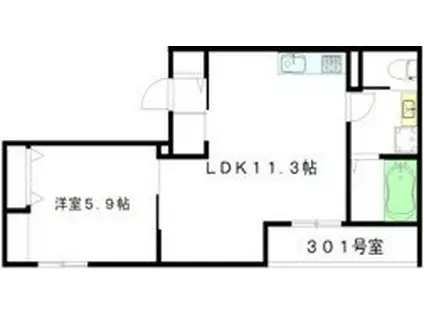 AZUR高円寺(1LDK/4階)の間取り写真