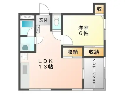 伸光マンション(1LDK/2階)の間取り写真
