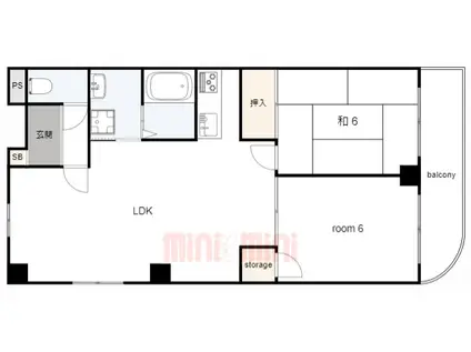 グレース園田(2LDK/4階)の間取り写真
