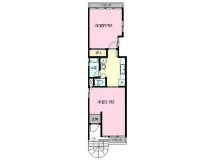 メゾン高木(2K/4階)の間取り写真