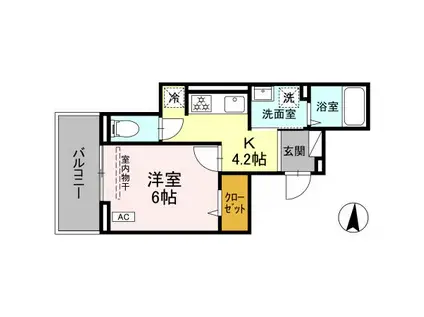 ディー パイナ 新羽町(1K/2階)の間取り写真