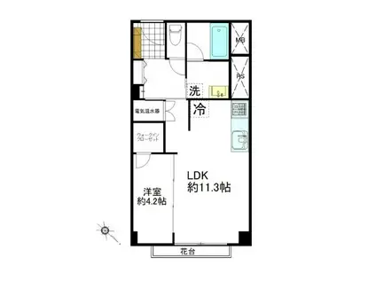 ヴィラ赤坂(1LDK/5階)の間取り写真