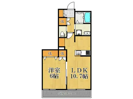 パームツリーハウス(1LDK/1階)の間取り写真