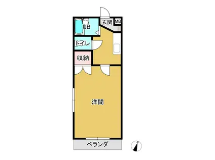 クロノス15月出(1K/1階)の間取り写真