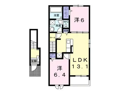 プレミアファイン(2LDK/2階)の間取り写真