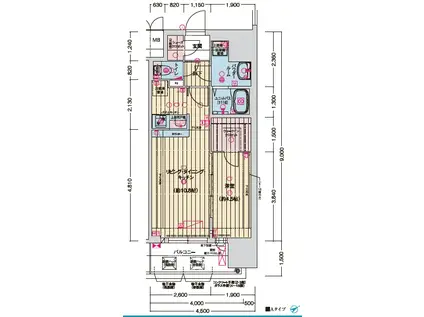 ソルテラス神戸栄町通(1LDK/8階)の間取り写真