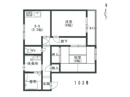 ERCTIYS F東大池(2DK/1階)の間取り写真