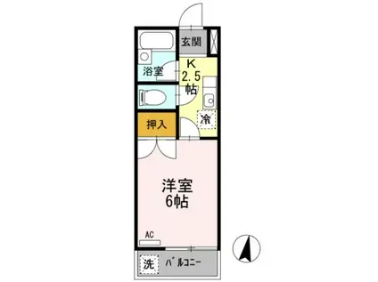 深大寺ローズハイツ(1K/2階)の間取り写真