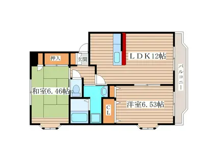 レジュウィールG(2LDK/1階)の間取り写真