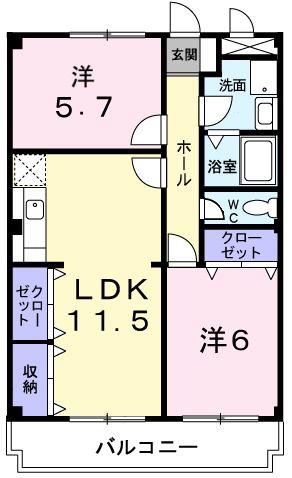 ベイビレッジINOUE(2LDK/2階)の間取り写真