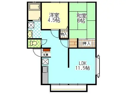 ウインディアN4(2LDK/2階)の間取り写真