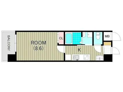 ビクトワール熊取(1K/2階)の間取り写真