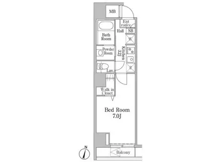 ヴァンクール岩本町(1SK/3階)の間取り写真