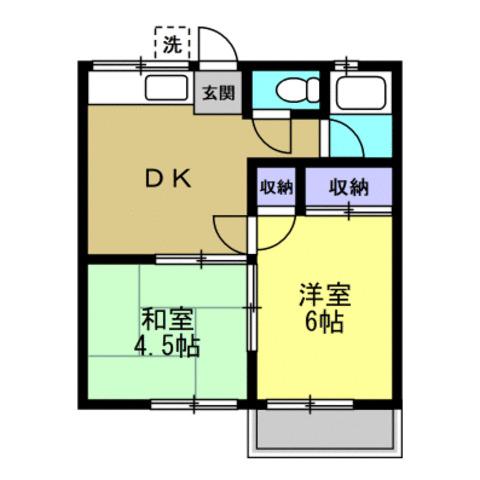 旭が丘コーポ(2DK/2階)の間取り写真