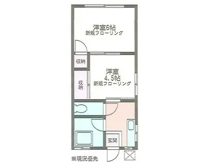 二見コーポラス(2K/1階)の間取り写真