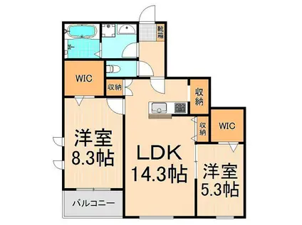 TOY GRANDE北千住(2LDK/3階)の間取り写真
