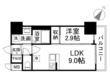 スワンズシティ神戸湊川II(1LDK/10階)の間取り写真