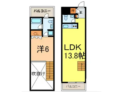 都営三田線 千石駅 徒歩4分 5階建 築23年(1LDK/2階)の間取り写真