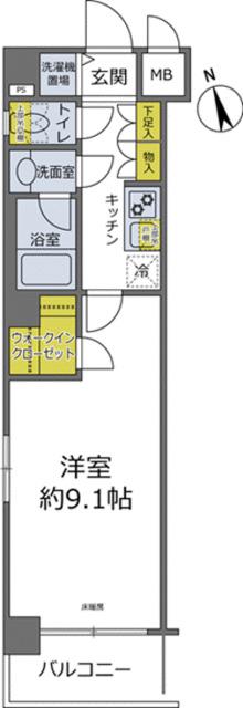 パレステュディオ白金高輪(1K/5階)の間取り写真