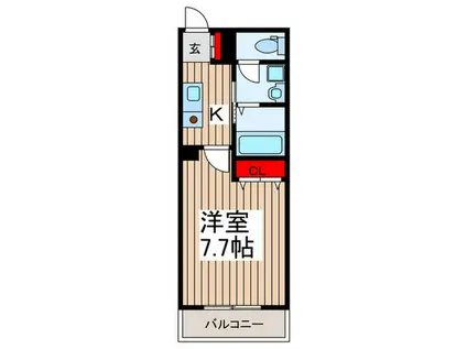 リリー松原(1K/4階)の間取り写真