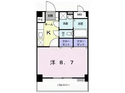 モンシェモアII(1K/6階)の間取り写真