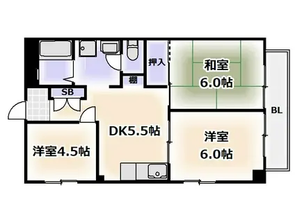 ドミール春光(2DK/2階)の間取り写真