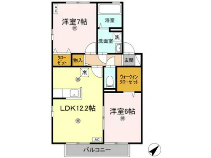 リビングタウン宇多津 D棟(2LDK/2階)の間取り写真