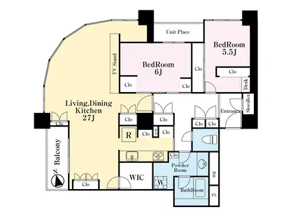 西早稲田パーク・タワー(2LDK/19階)の間取り写真