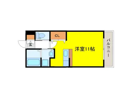 グランドヒルズ荒町(ワンルーム/2階)の間取り写真