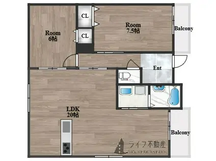 エトワールヴィルR小阪本町(2LDK/2階)の間取り写真