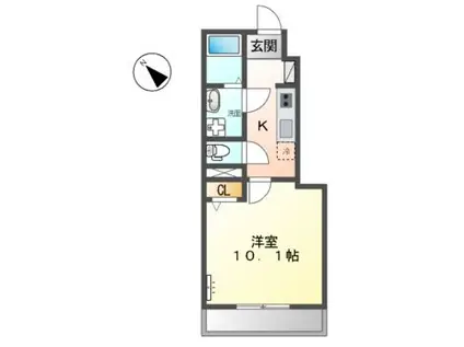 香川県善通寺市 2階建 築9年(1K/1階)の間取り写真