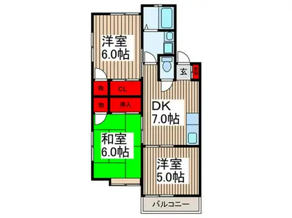 ブルーベリーハイツ(3DK/2階)の間取り写真