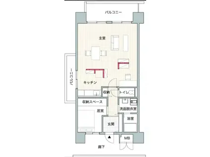 コーシャハイツ港(1LDK/8階)の間取り写真