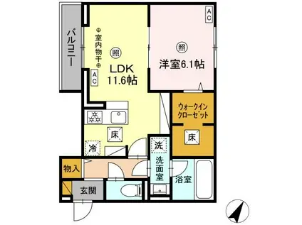 デュランタ(1LDK/1階)の間取り写真