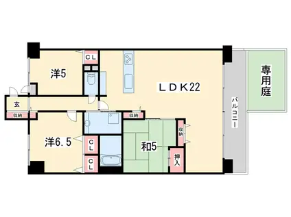 パデシオン御池西ノ京グラン(3LDK/1階)の間取り写真