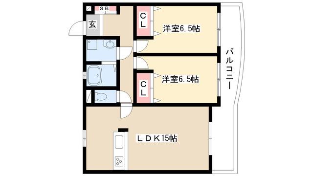 クレストリッジ(2LDK/3階)の間取り写真