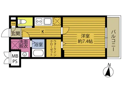 ヴァローレ天満(1K/4階)の間取り写真