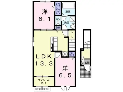 LE LIEN II(2LDK/2階)の間取り写真