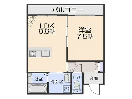 小中野レジデンス 四季庭(1LDK/2階)の間取り写真