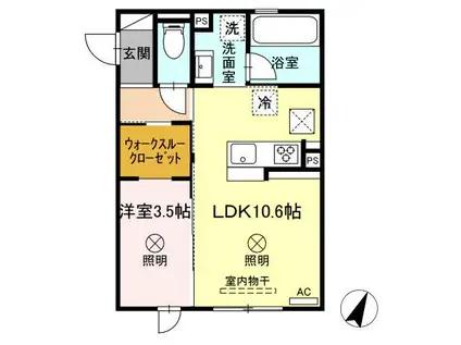セレスティアル山の手通(1LDK/1階)の間取り写真