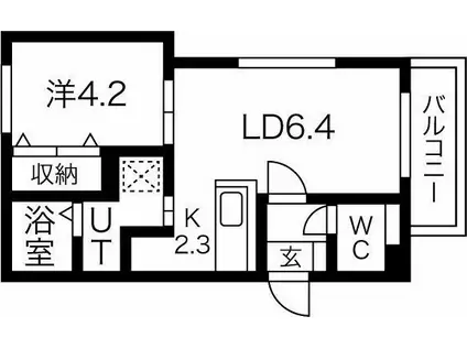 ペルージュ菊水(1LDK/2階)の間取り写真