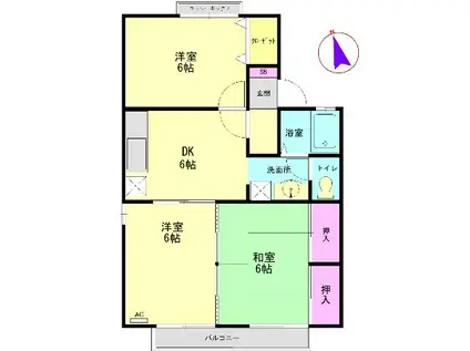 ロイヤルガーデン弐番館(3DK/1階)の間取り写真