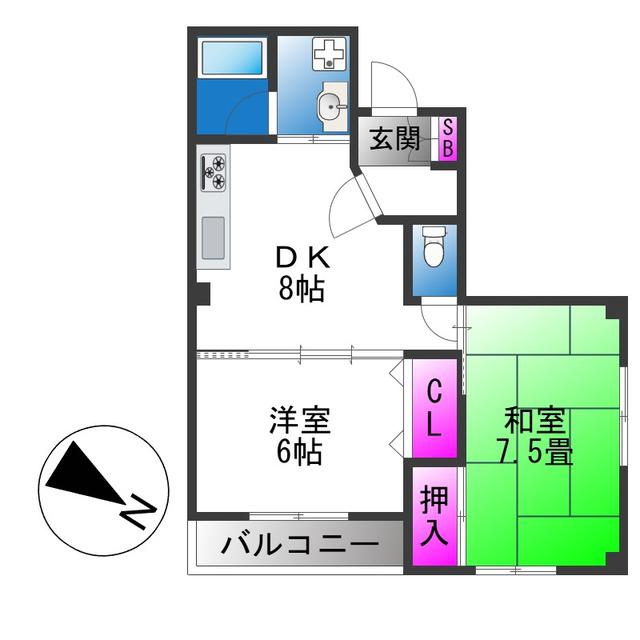 サツキハイツ(2DK/3階)の間取り写真