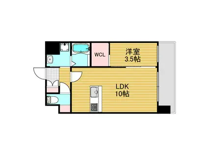 ALIVIS三国本町(1LDK/2階)の間取り写真