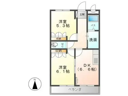 サンプレイスK(2DK/1階)の間取り写真