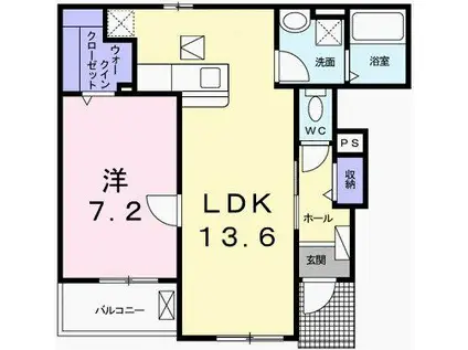 フィレール デュ トラジャVI(1LDK/1階)の間取り写真