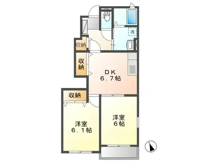 プレーヌ・リュンヌA(2DK/1階)の間取り写真